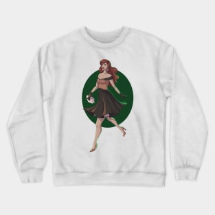 Elegant pinup on a green background Crewneck Sweatshirt